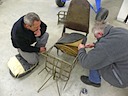 Removal of the old horse hair cushion